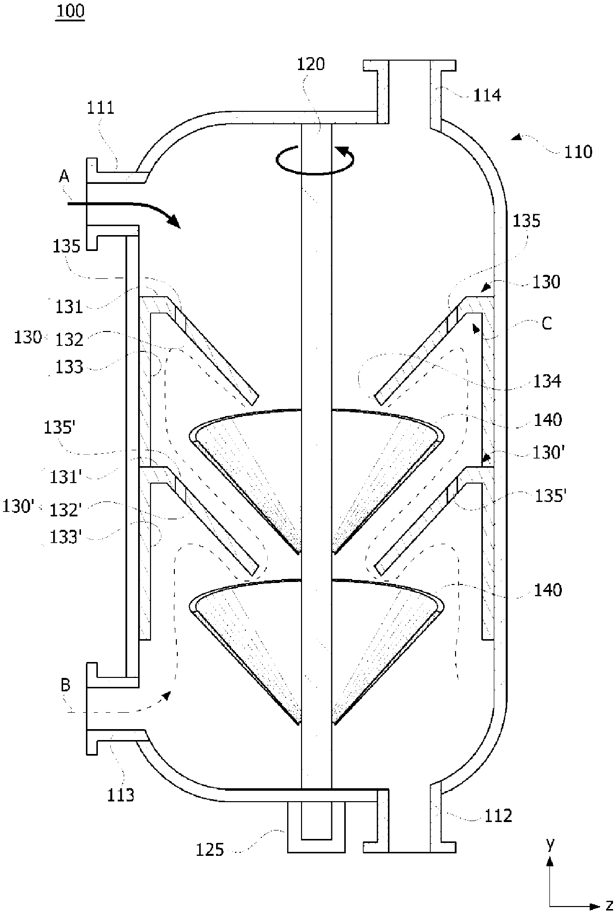 Liquid-gas separation device