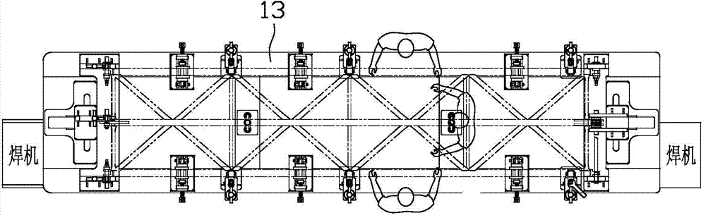 Assembly line production method for single crane boom and assembly line production device