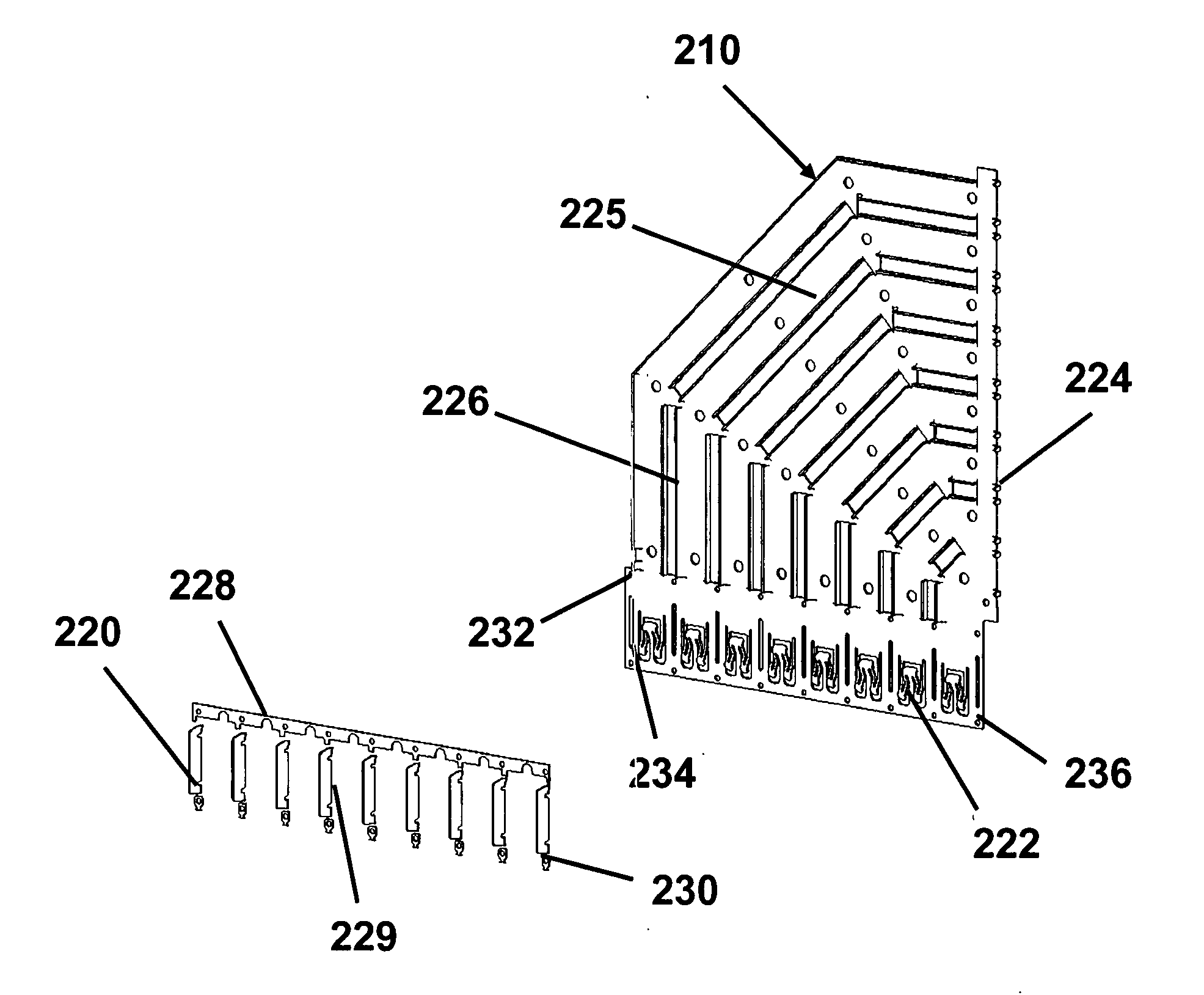 Electrical connector with divider shields to minimize crosstalk