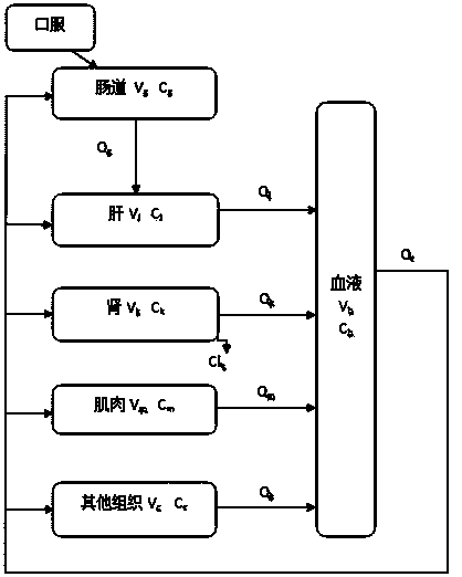 Method for predicting drug residues in grass carp tissue with physiological pharmacokinetic model