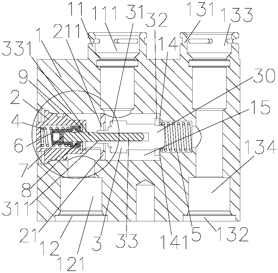 Temperature adjusting valve and heat management system with temperature adjusting valve