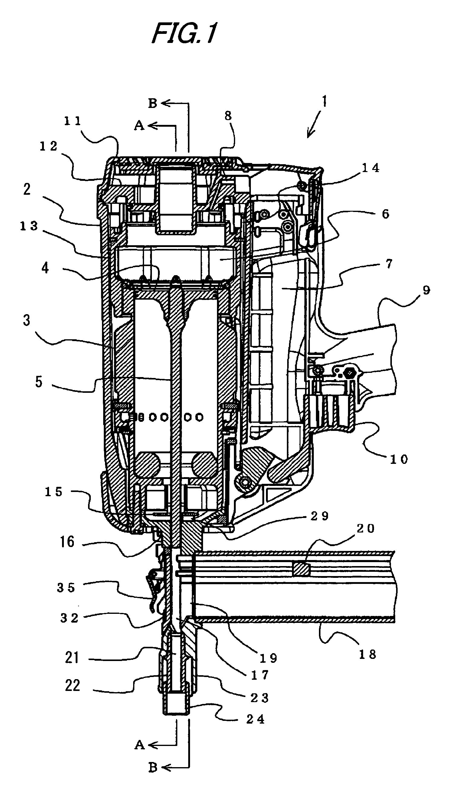 Powered nailing machine