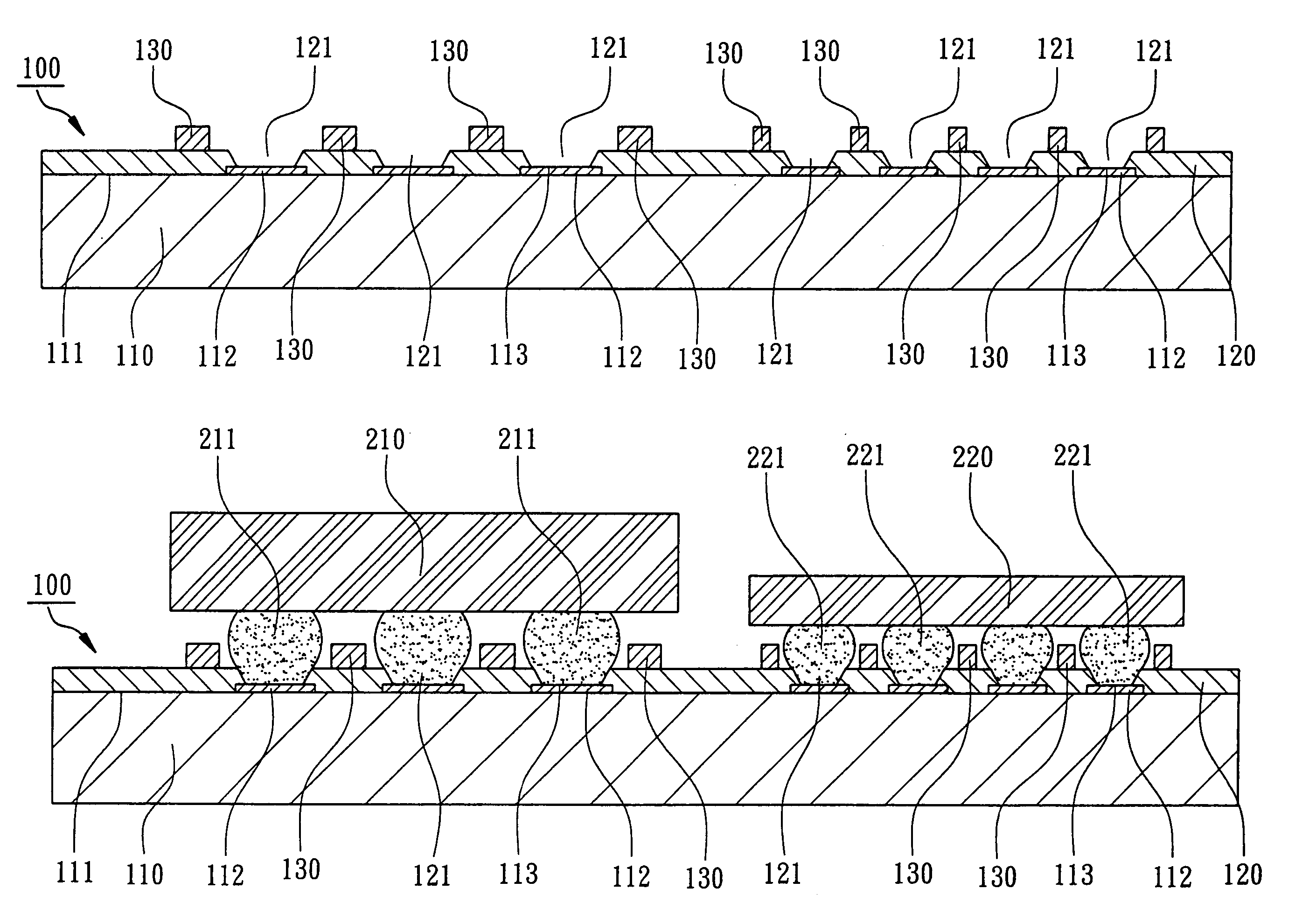 Mesh shaped dam mounted on a substrate