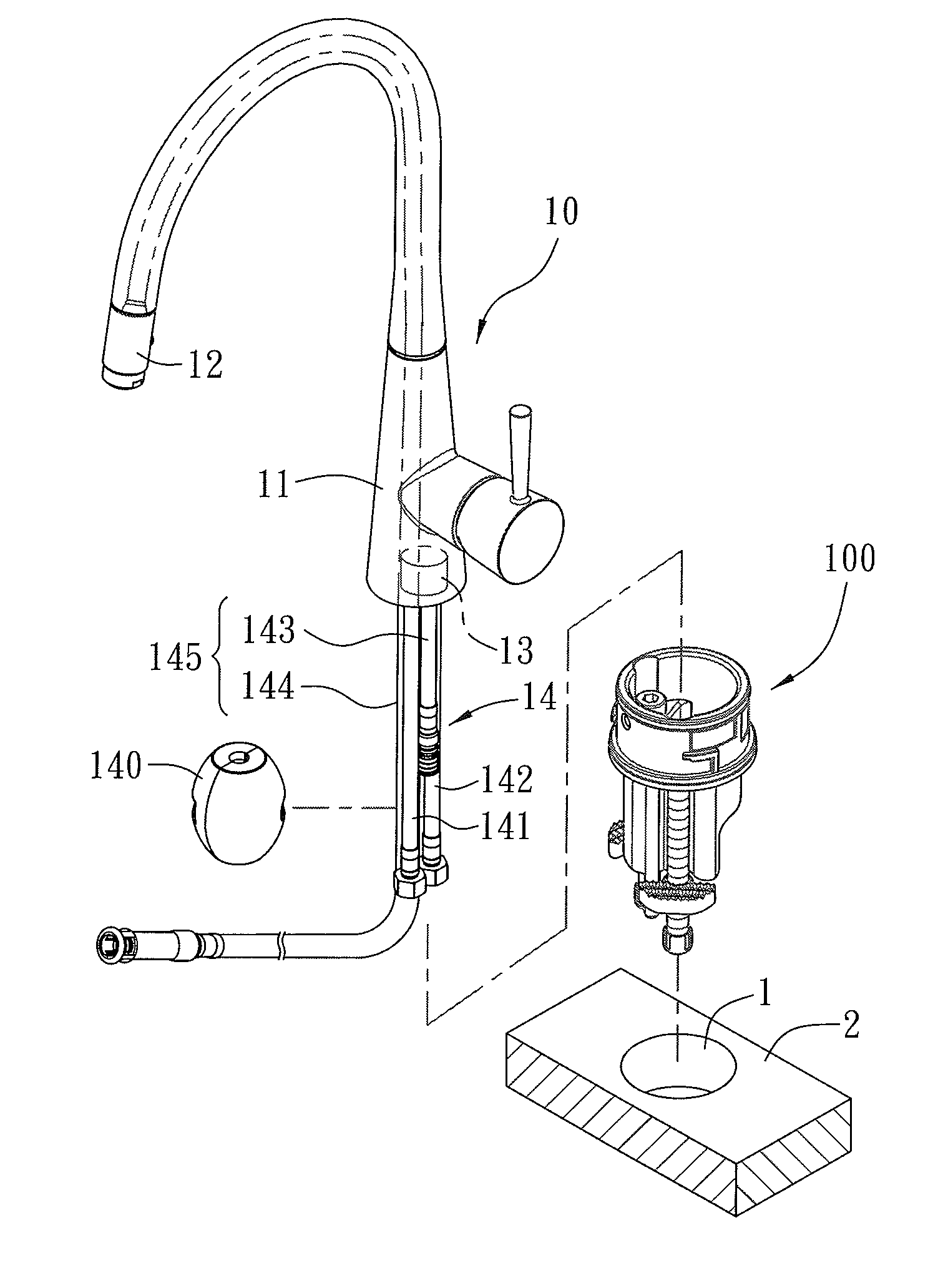 Fixing structure of faucet