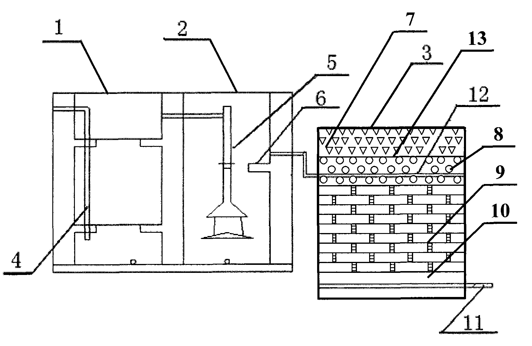 Device of individual type sewage drainage ecological treatment and method thereof