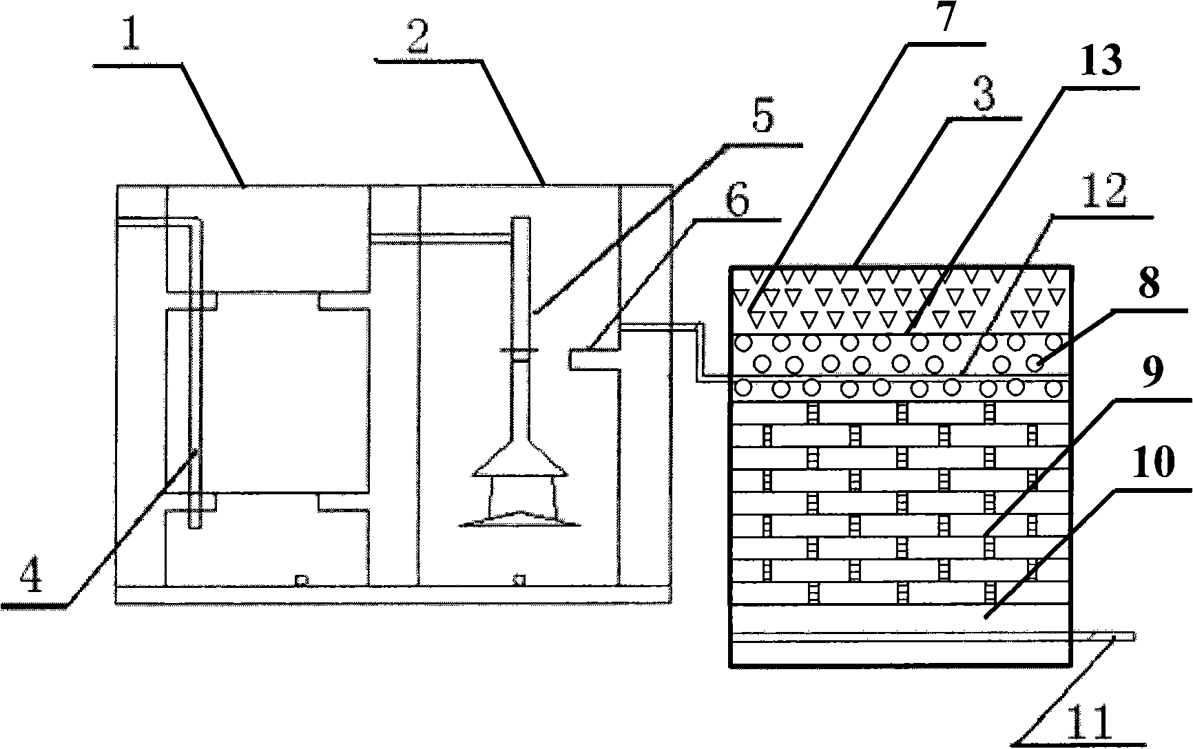 Device of individual type sewage drainage ecological treatment and method thereof