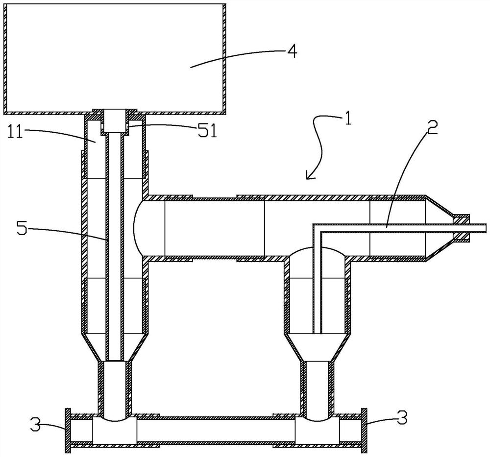 Siphon type purification and pollution discharge device for kitchen sink