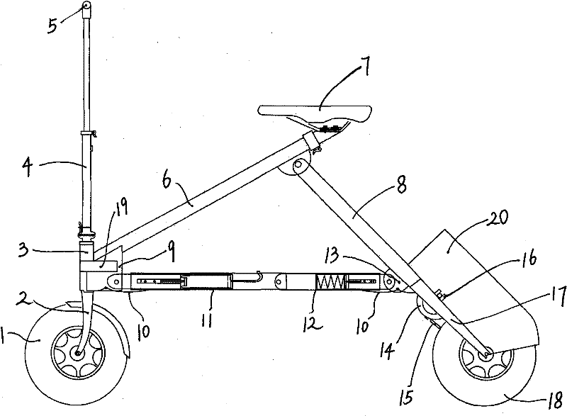 Portable bicycle with small-diameter wheel capable of being vertically folded