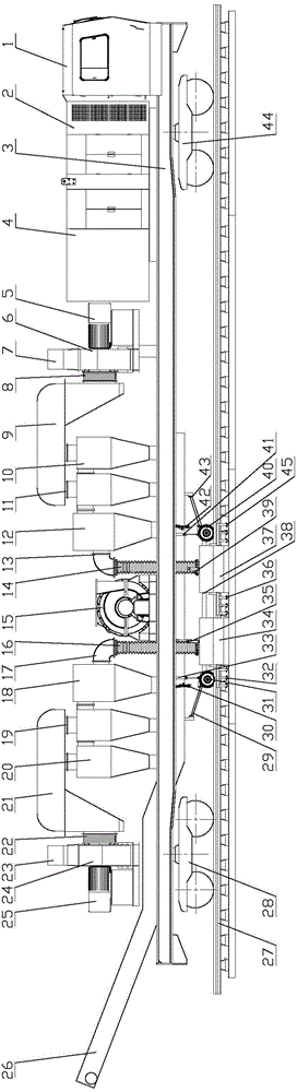 Track side face auxiliary coal and sand sucking device and corresponding track sand removal vehicle