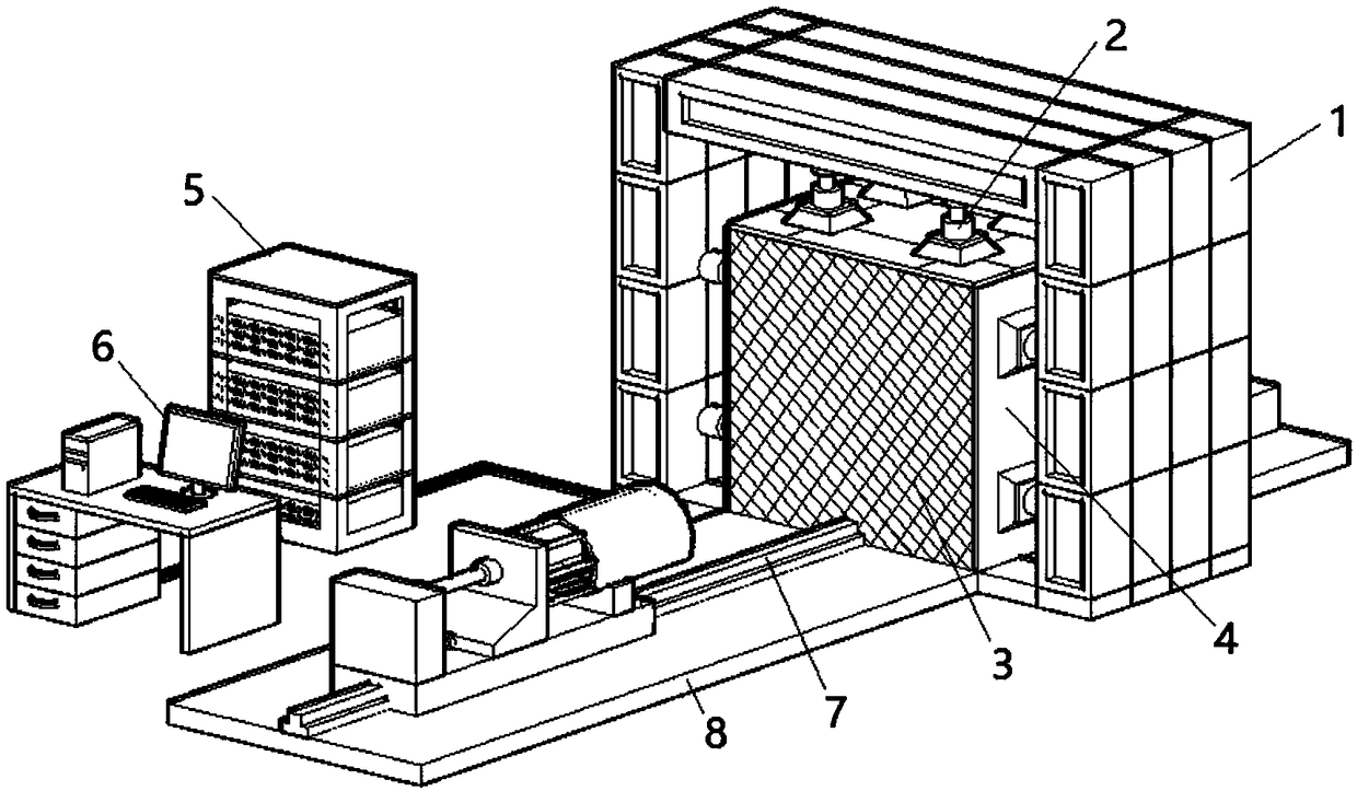 Block fracture rock mass excavation disturbance and digging machine shield stress monitoring model test system and method