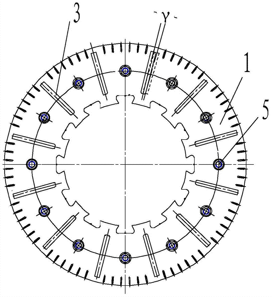 Straight slot pole staggered structure for large-scale PMSM