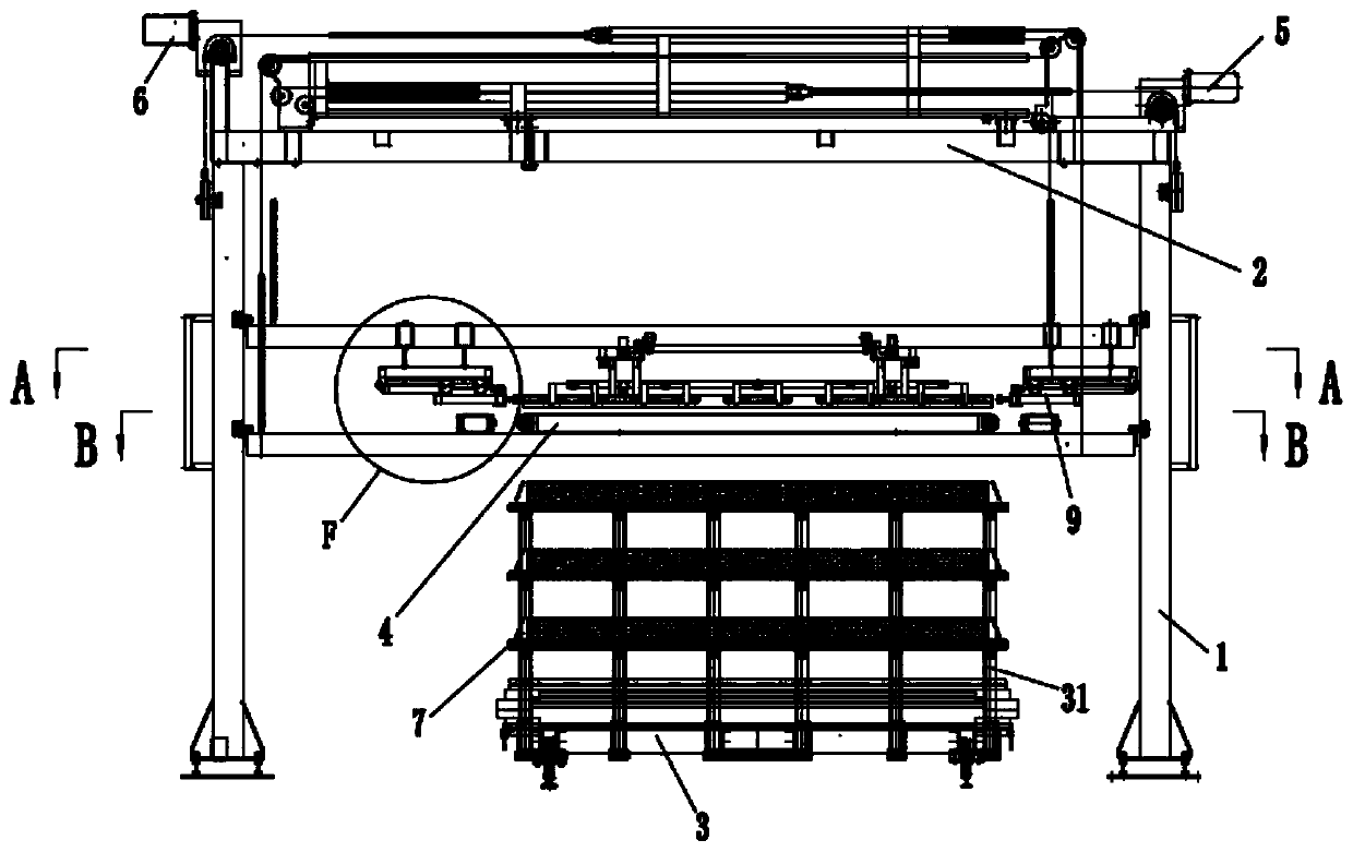 Automatic and efficient surrounding edge disassembling device for multi-layer foamed ceramic tunnel kiln