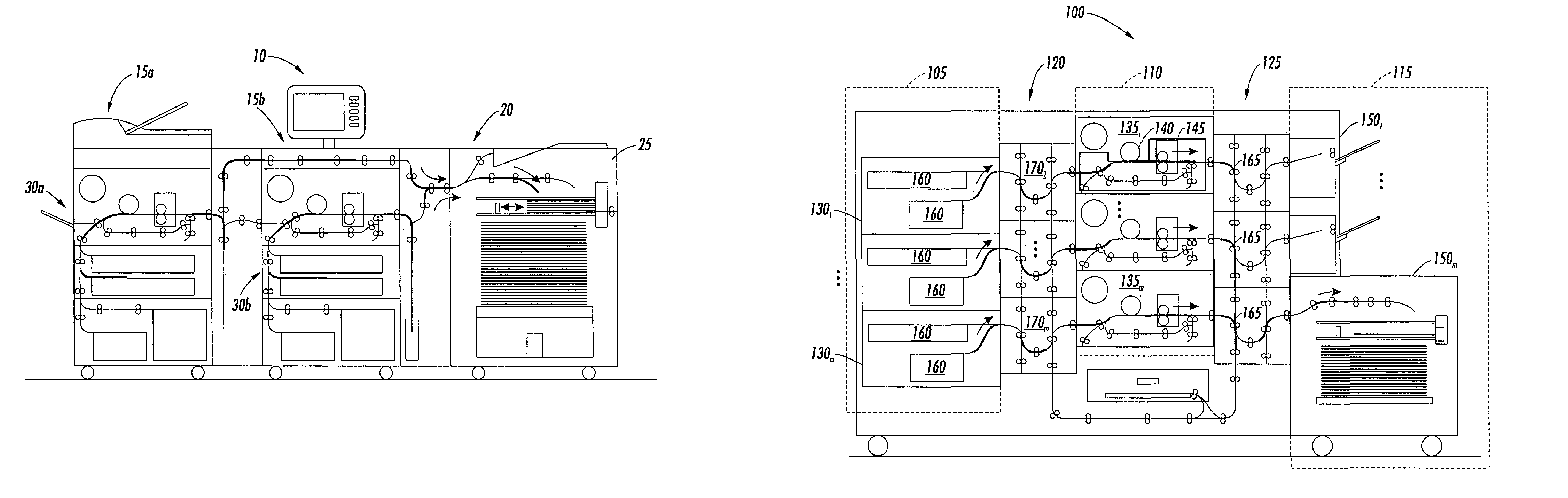 High print rate merging and finishing system for parallel printing