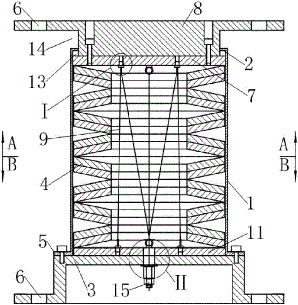 Counter pressure type disc spring damper with adjustable initial rigidity