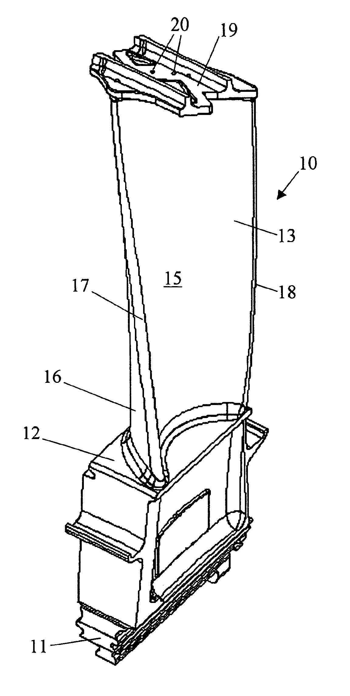 Turbine blade airfoil having improved creep capability