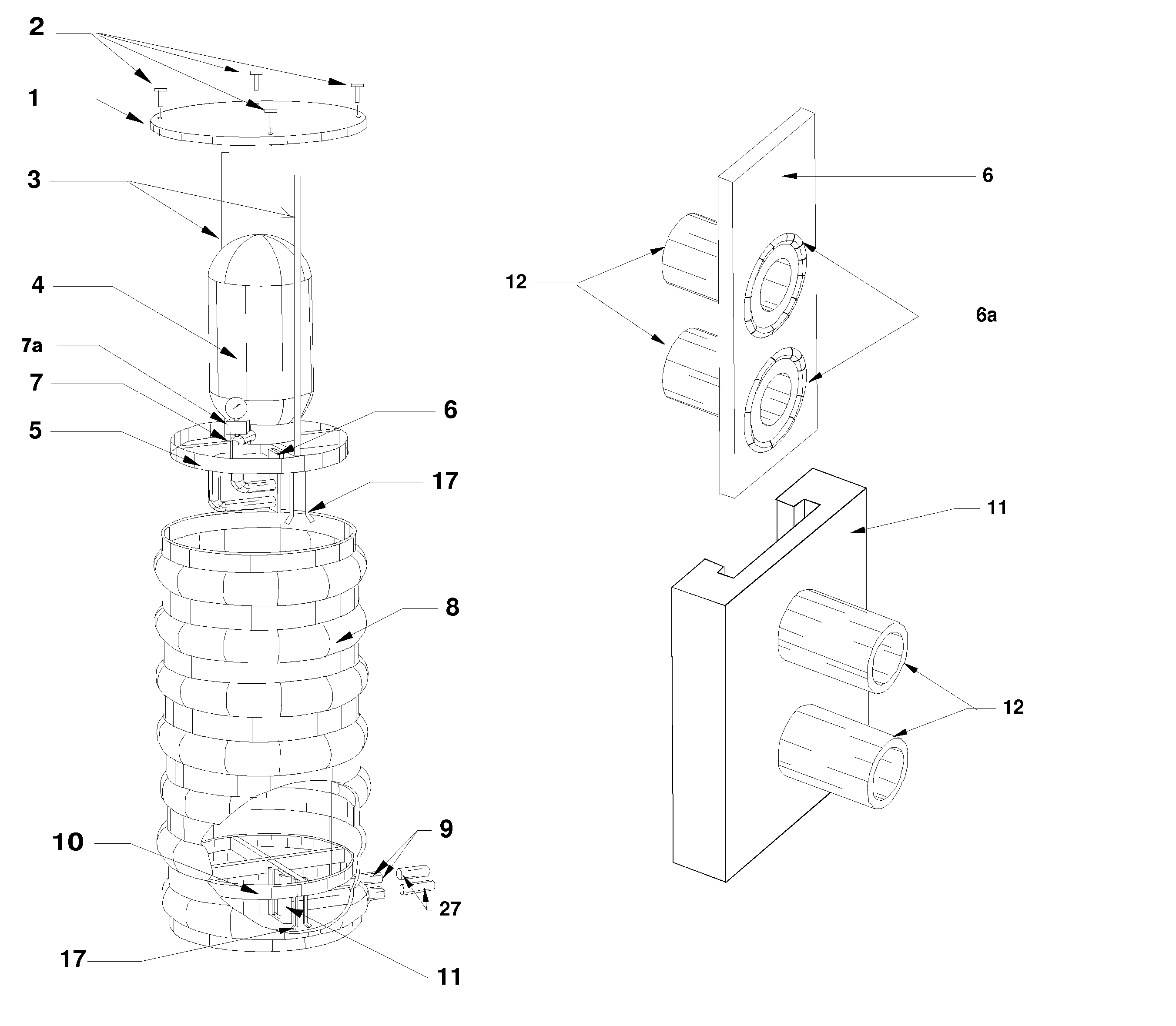 Device for containment, protection and easy installation and removal of a liquid handling system