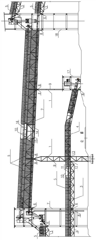 Multi-layer overhead closed conveying gallery steel pipe truss combination system