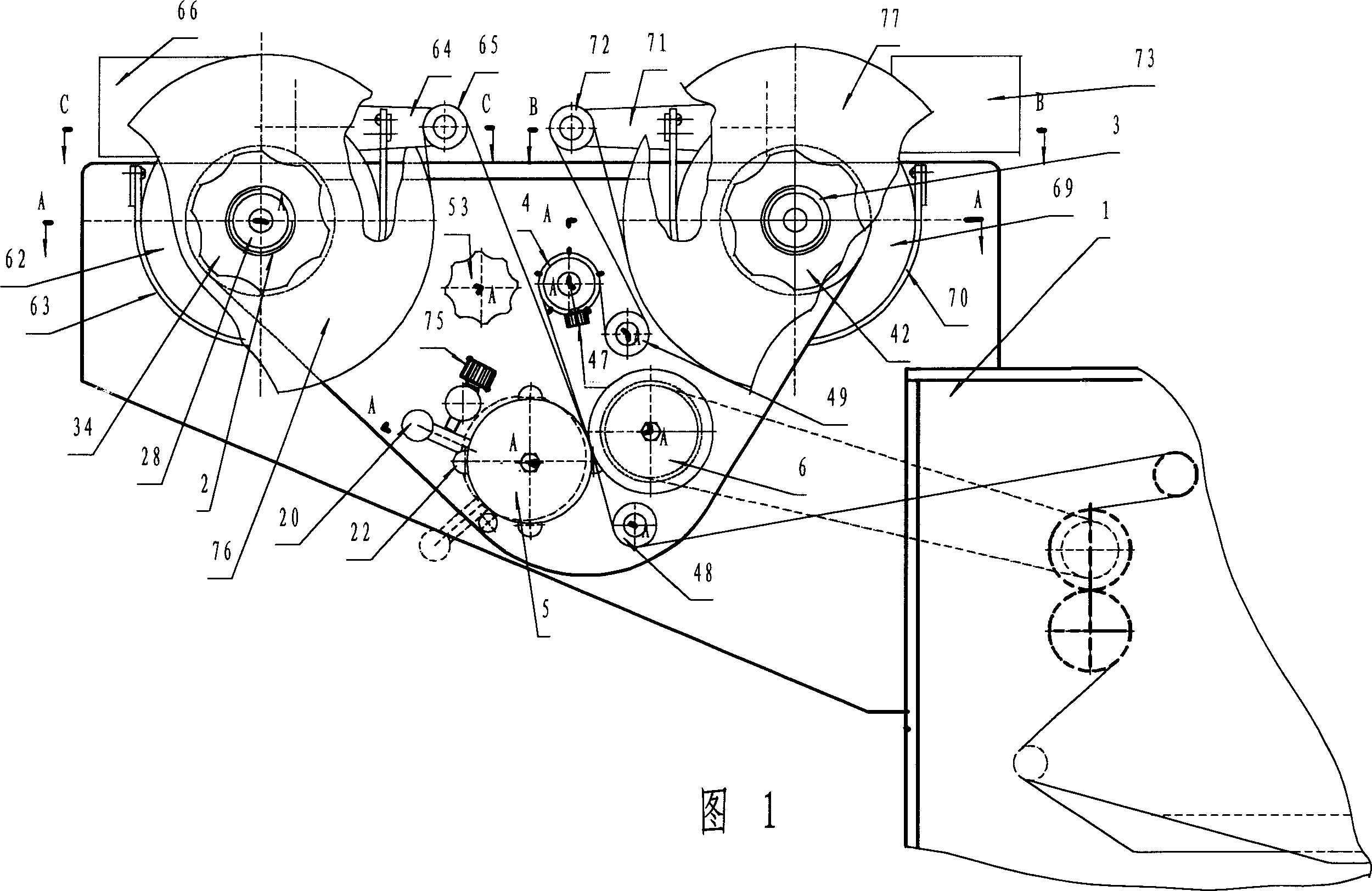 Film and paper combining device of automatic package machine