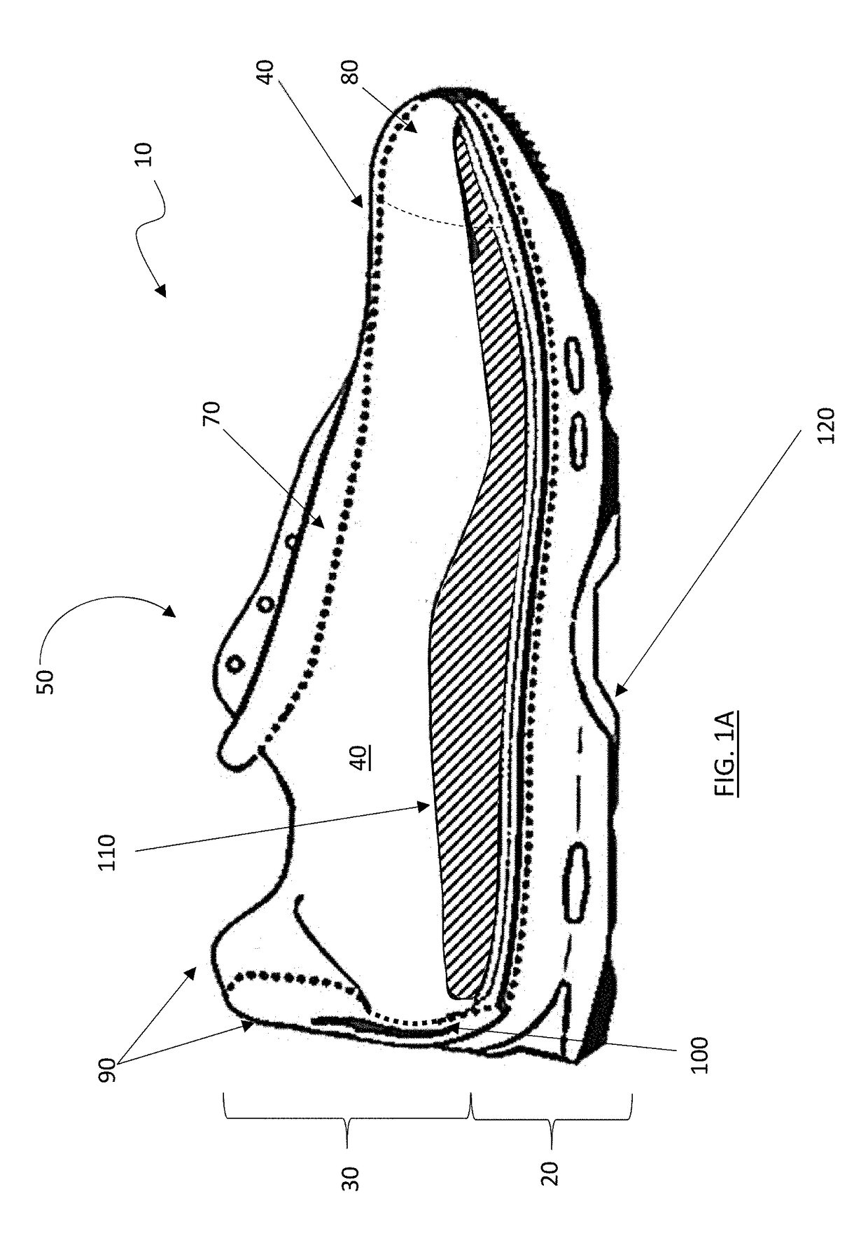 Impacting absorbing structures in footwear