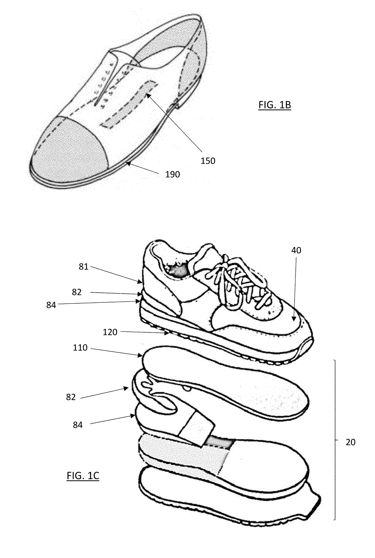 Impacting absorbing structures in footwear