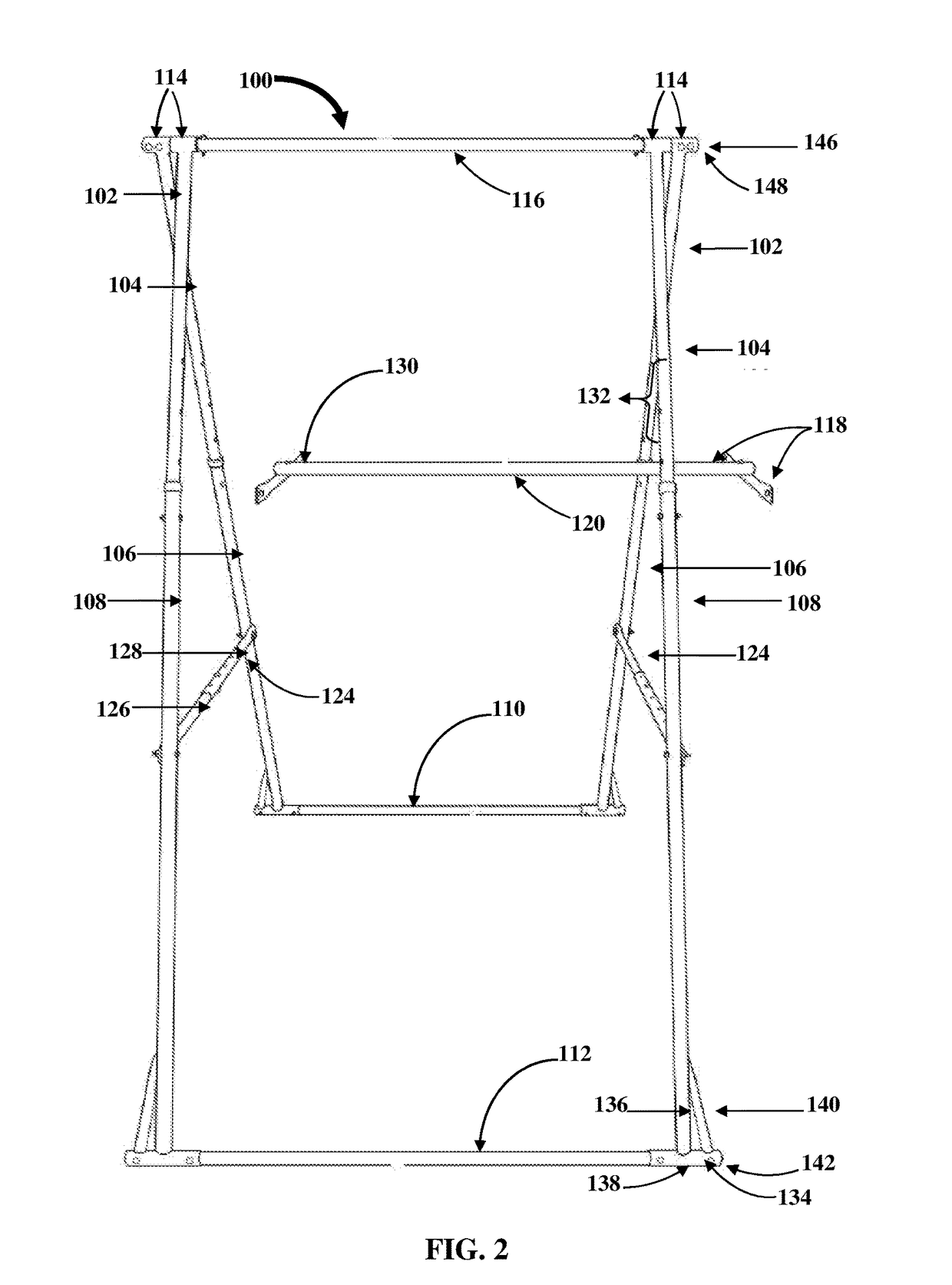 Collapsible free standing exercise apparatus