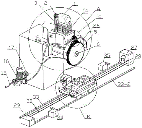 A fully automatic strong cooling single-arm stone multi-piece processing combined circular sawing machine