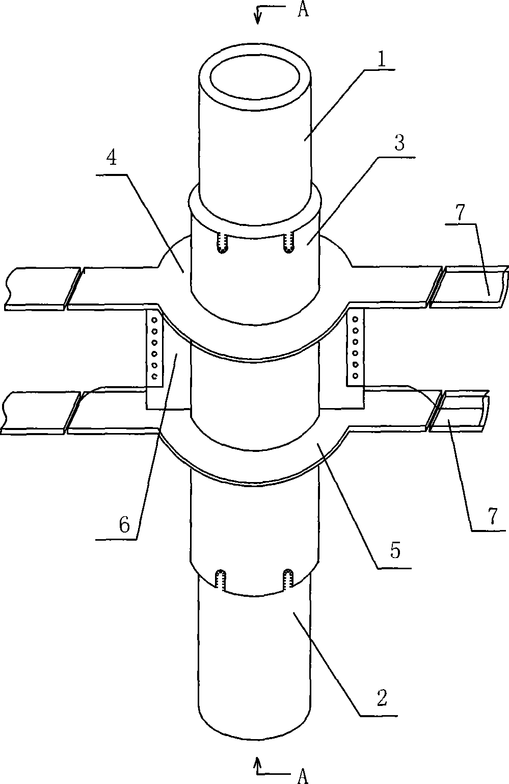 Steel pipe concrete segment type coat node and its construction method