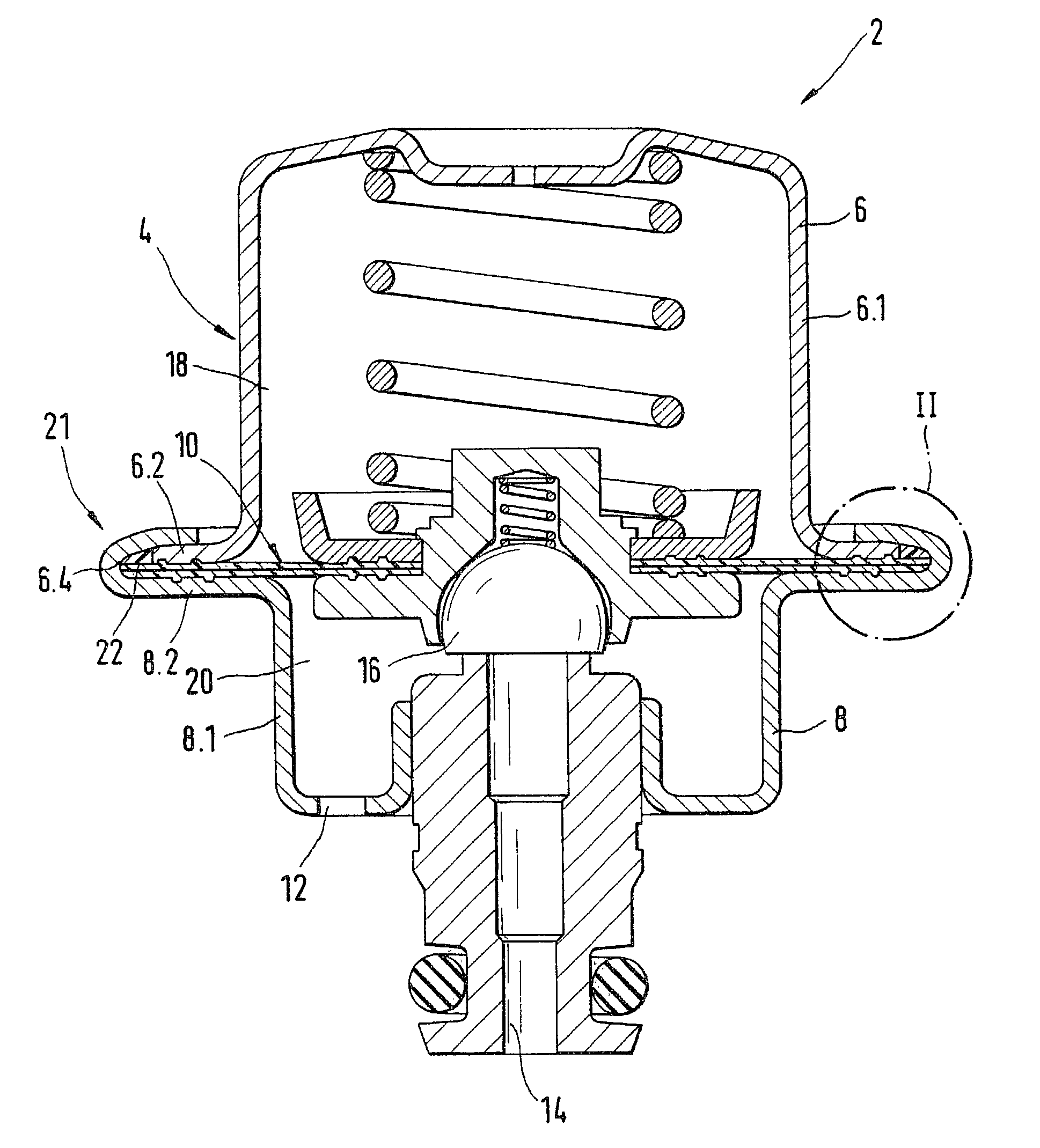 Device with a diaphragm arrangement