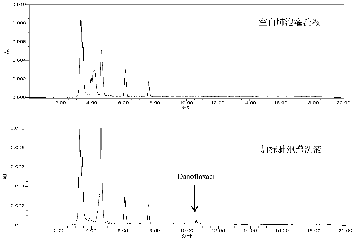 Method for detecting difloxacin mesylate in pig plasma and alveolar fluid