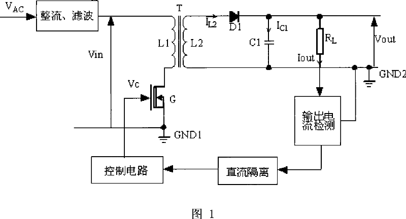 Current-stabilizing switch power source with voltage ripple detection circuit