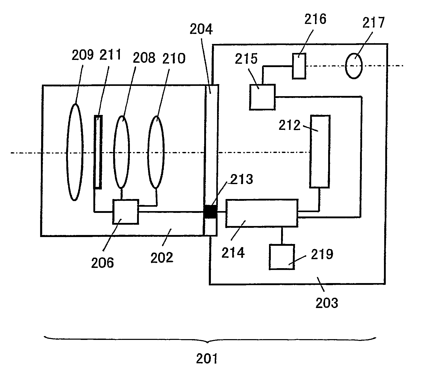 Focus detection device and focus detection method based upon center position of gravity information of a pair of light fluxes