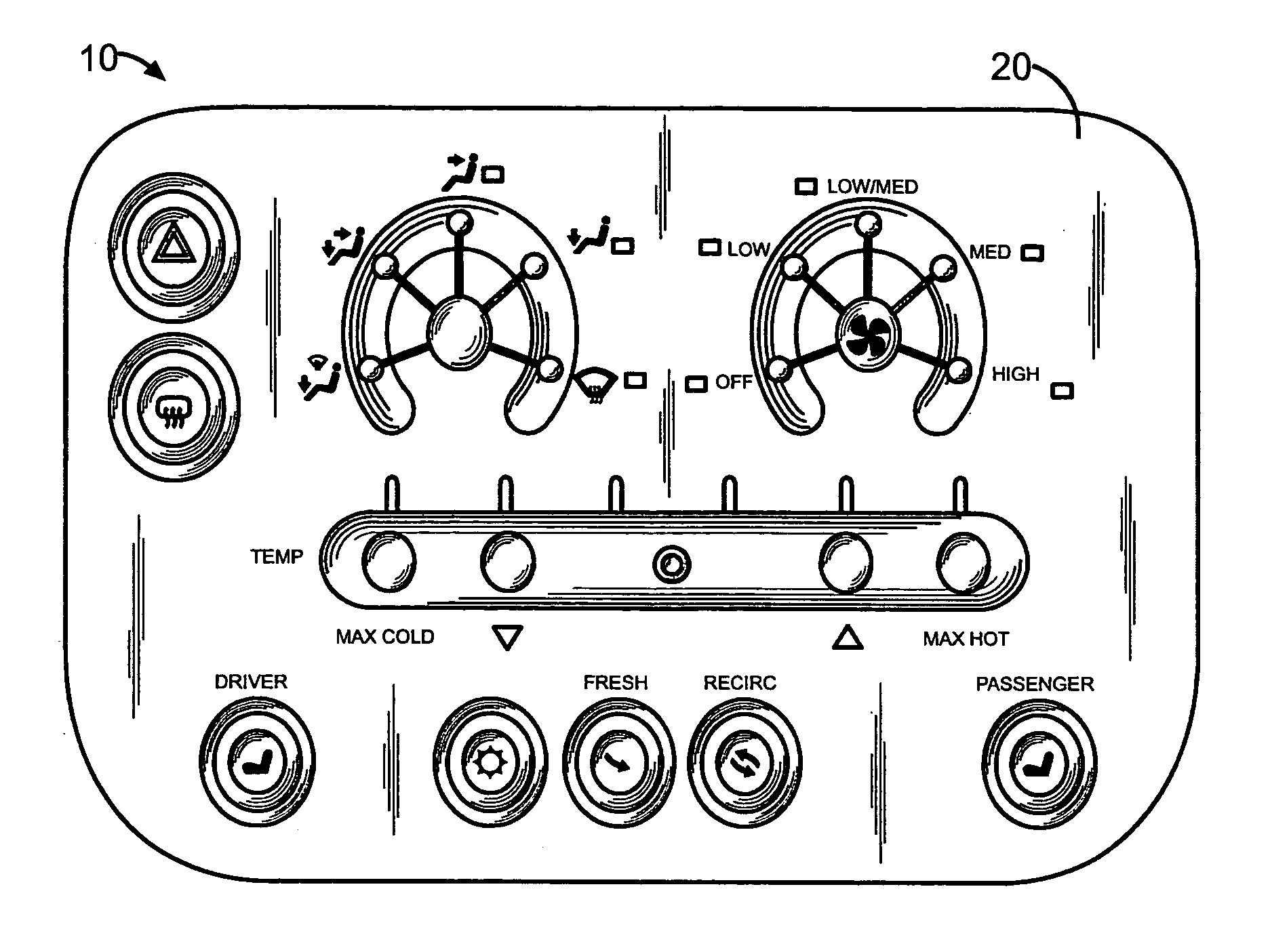 Integrated center stack switch bank for motor vehicle