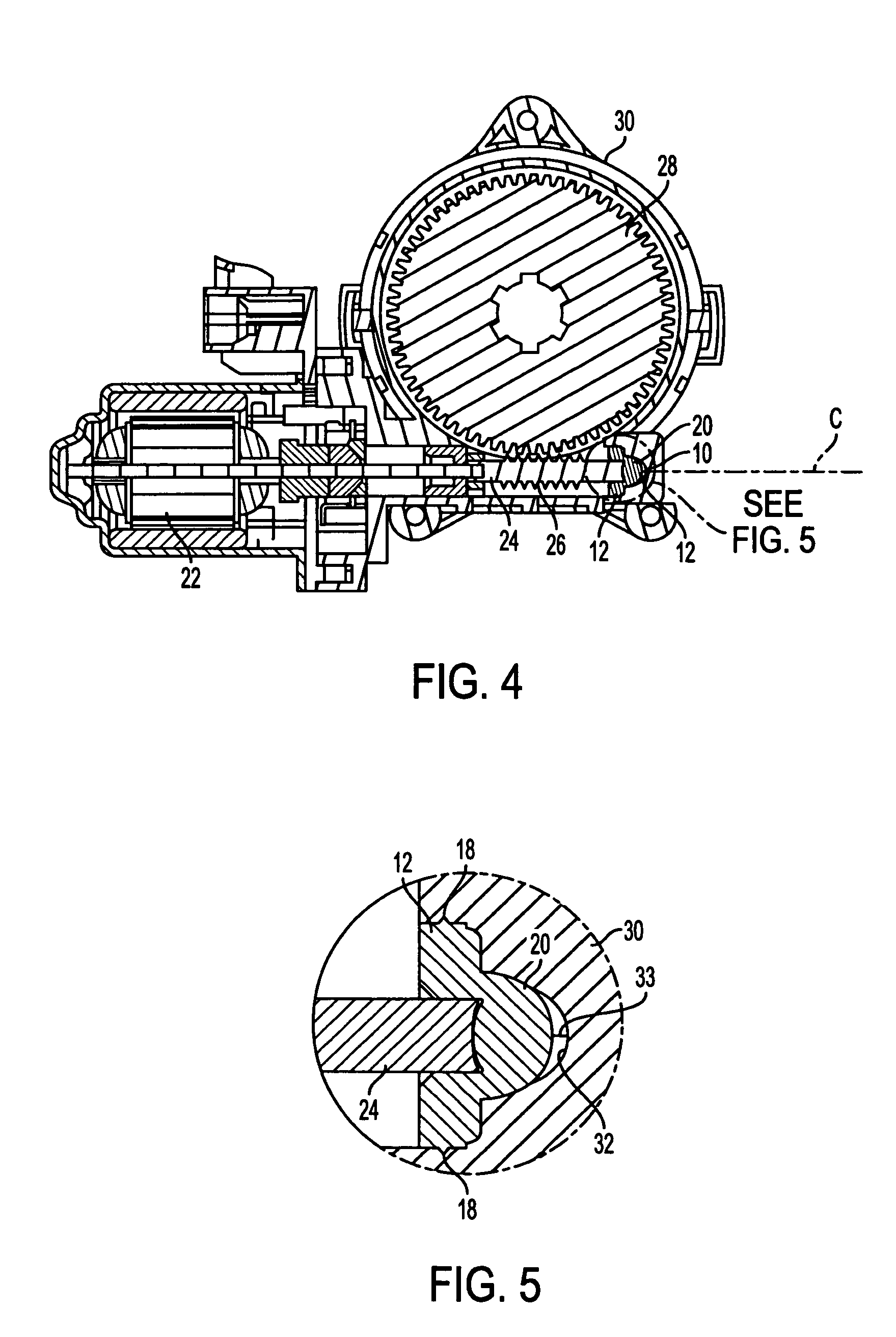 Electric motor with self-adjusting bushing structure