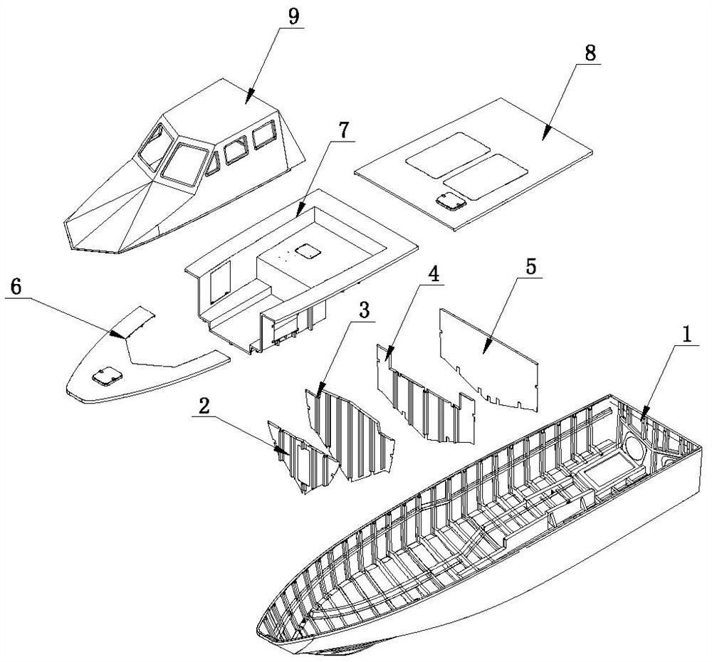 Composite material unmanned ship body forming method