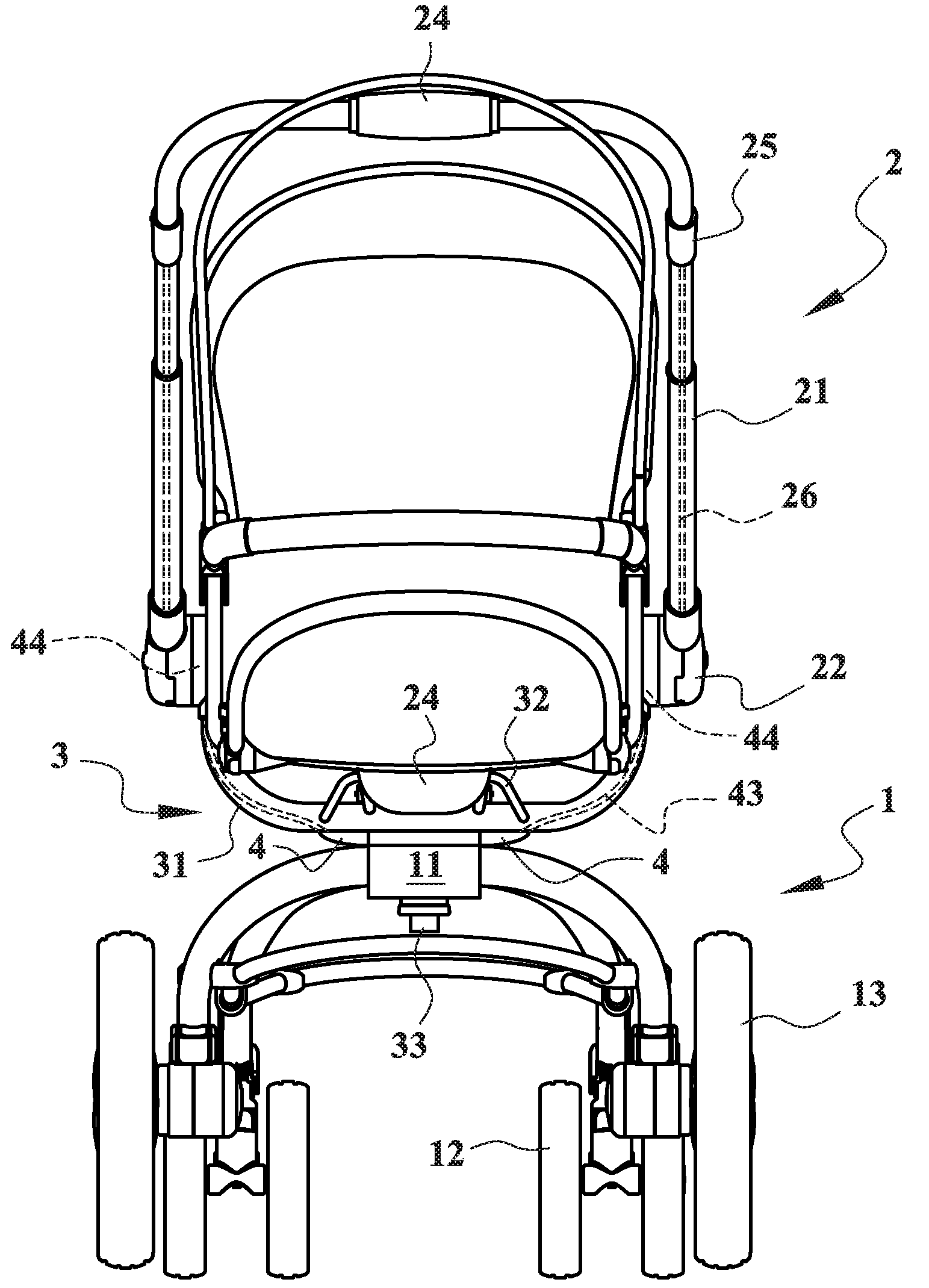 Baby stroller frame with seat direction changing mechanism