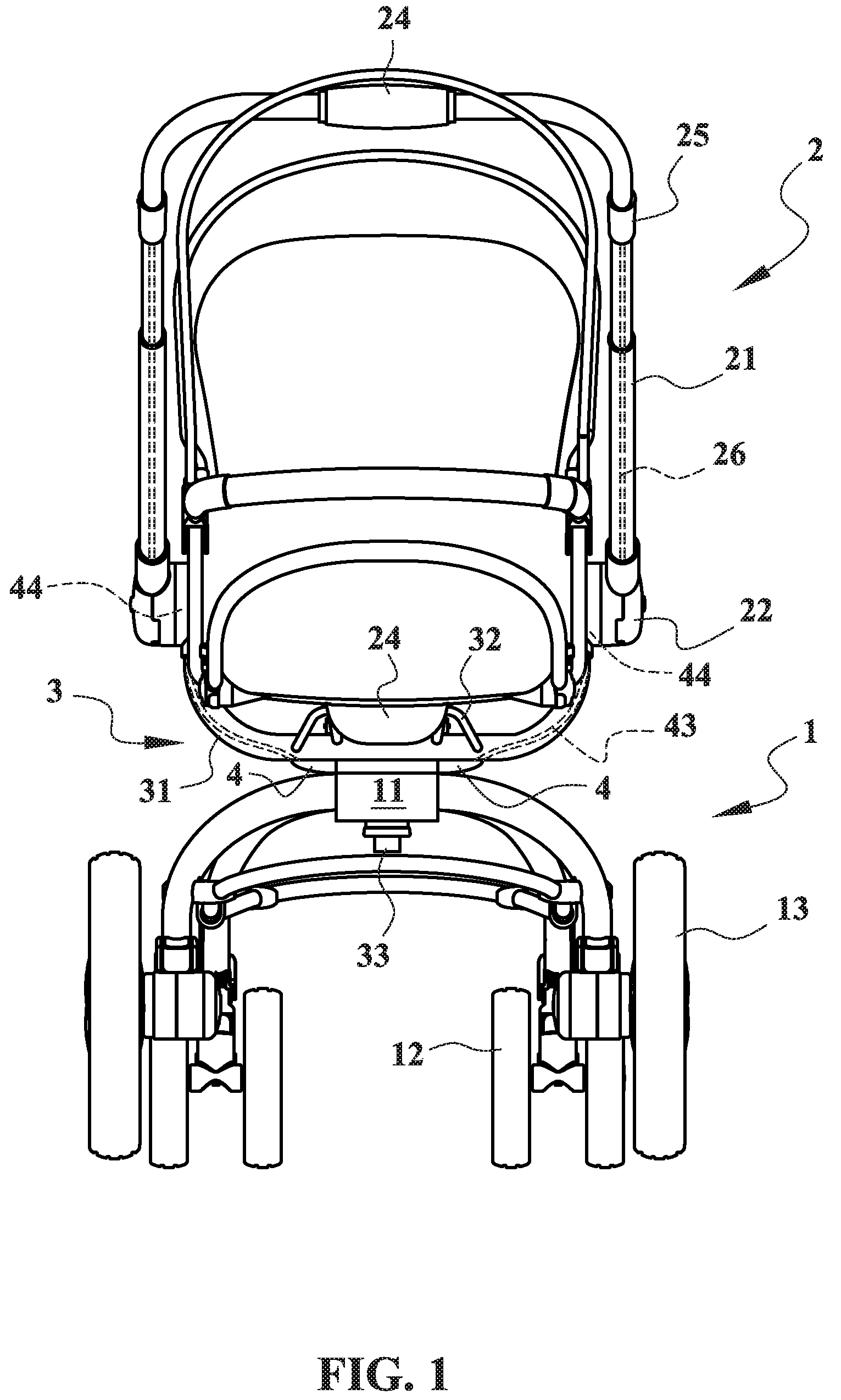 Baby stroller frame with seat direction changing mechanism