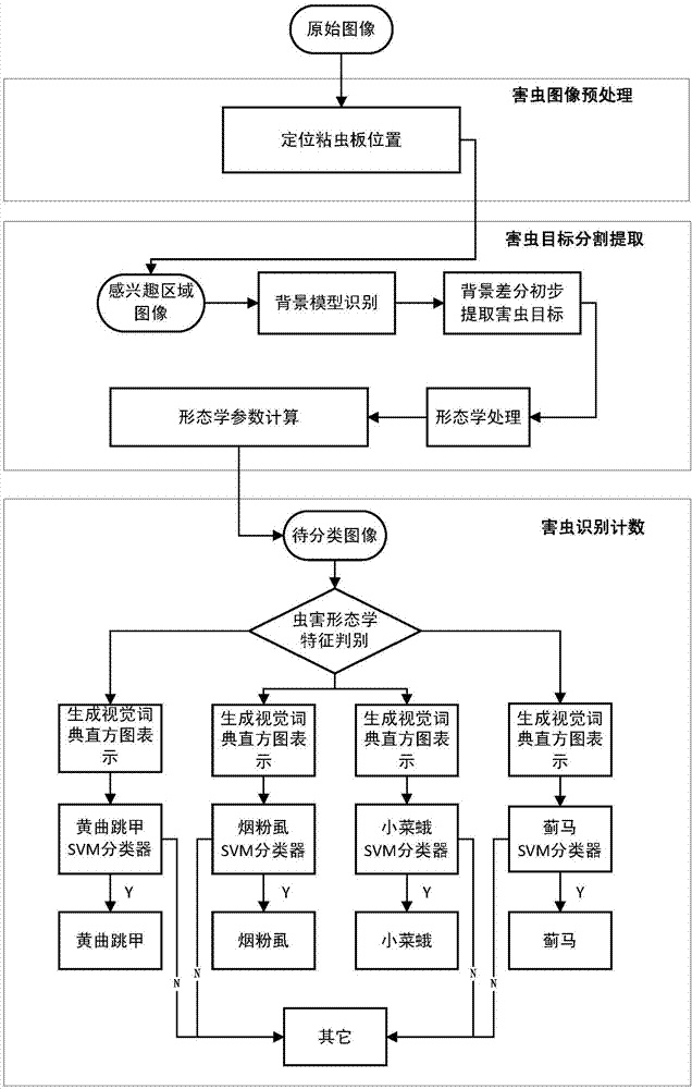 Method for detecting and counting major vegetable pests in South China based on machine vision