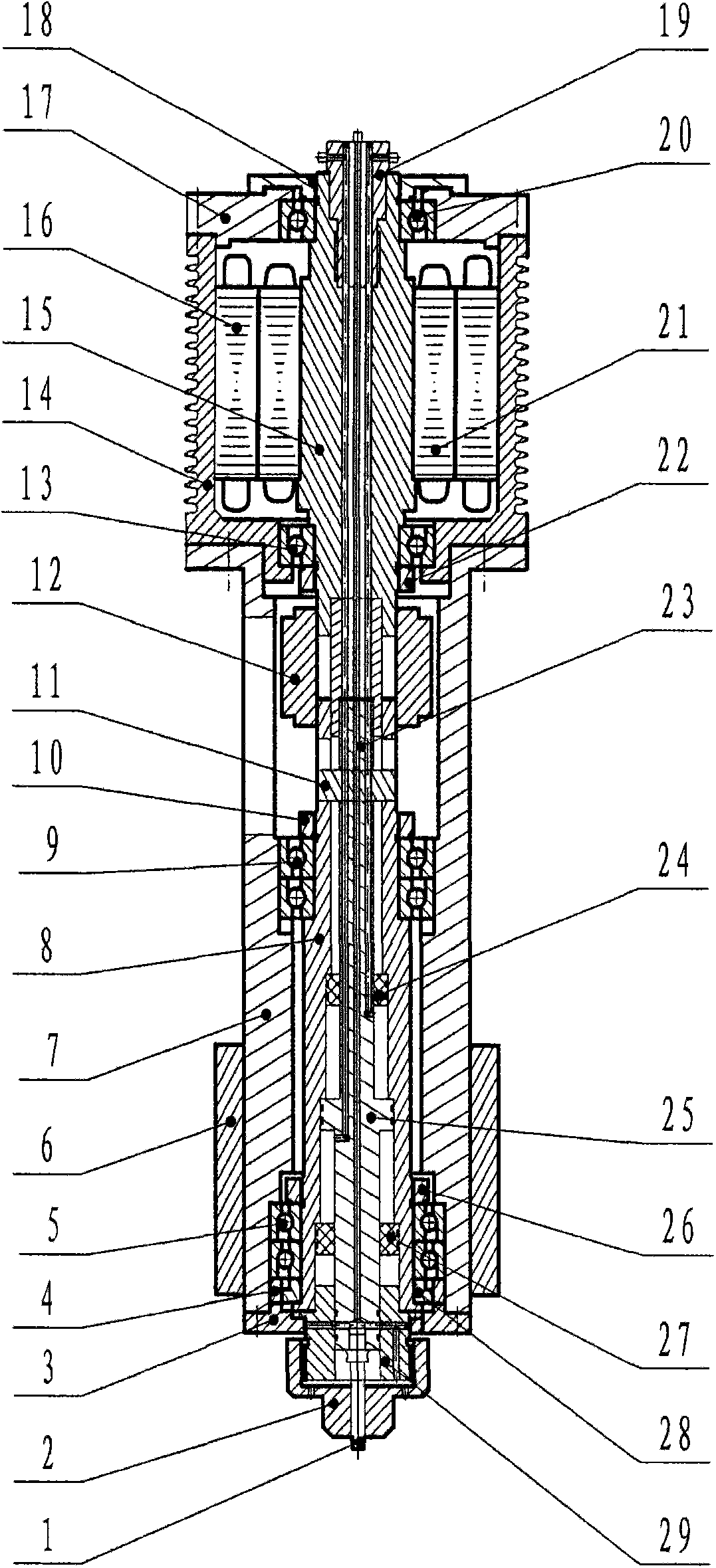 Compound-type aluminium alloy frication-stir-welding main shaft