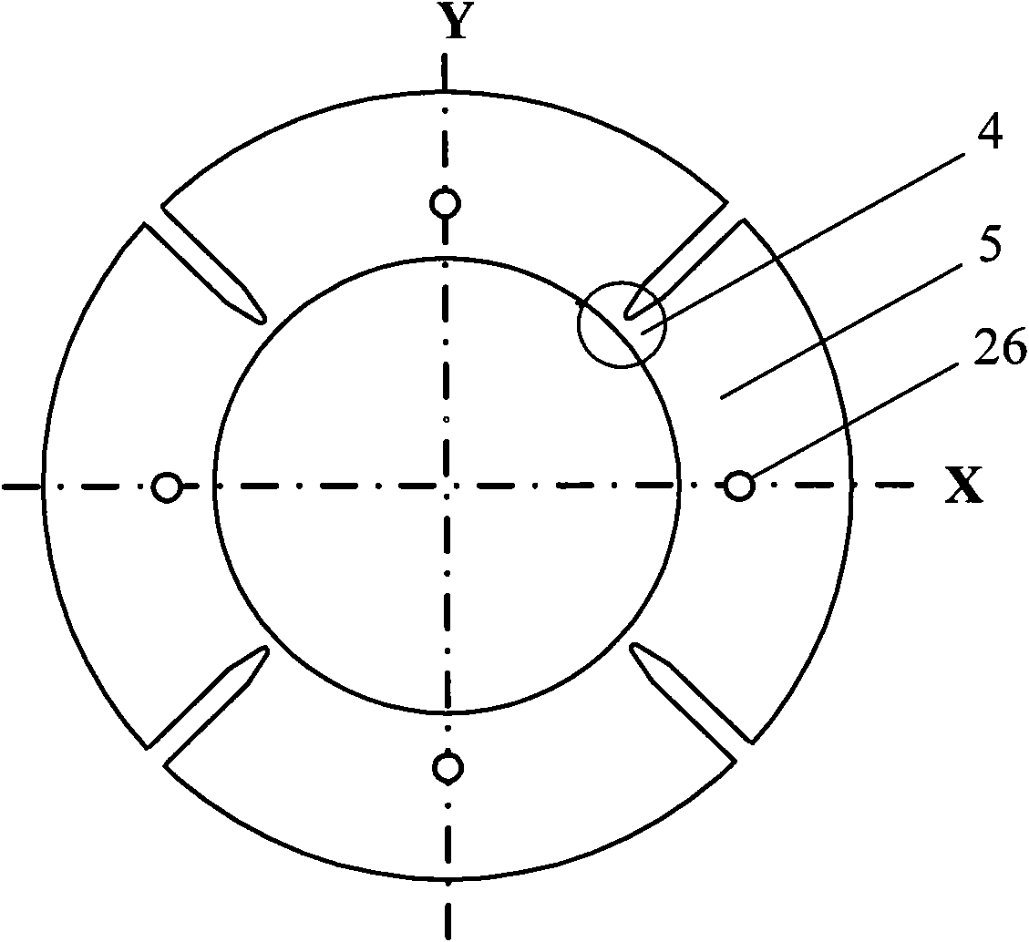 Inner rotor hybrid magnetic bearing of horizontal coil and composite structure thereof