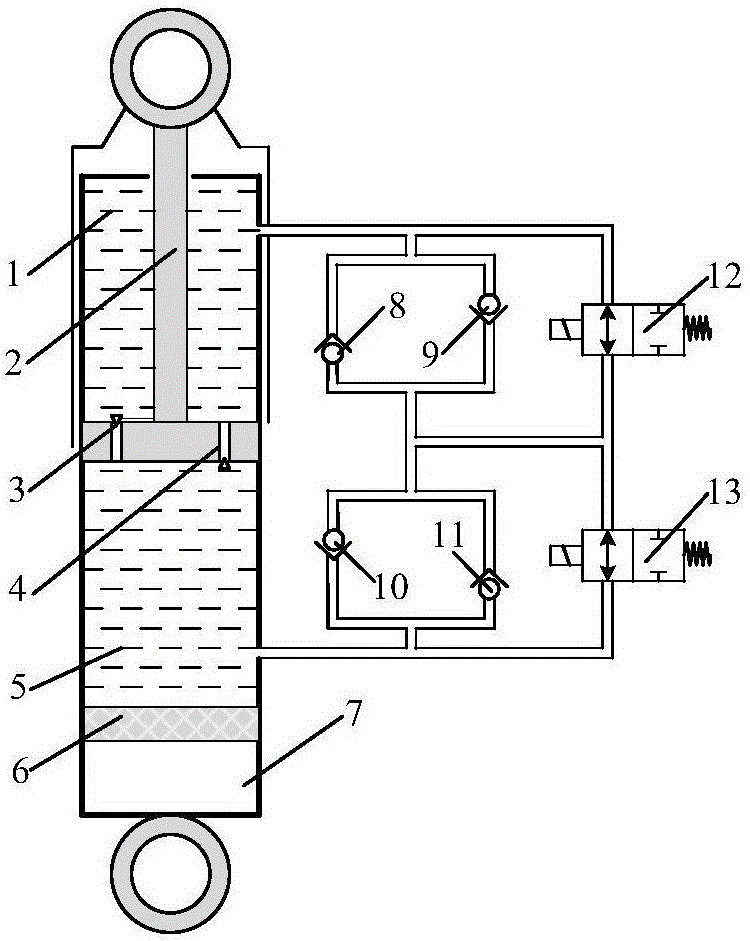 Vehicle semi-active suspension hybrid control method based on damping multi-mode switching vibration damper