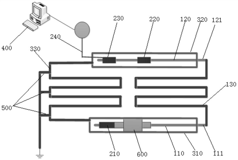 Analog simulation test device and method for underground electromagnetic wireless transmission system