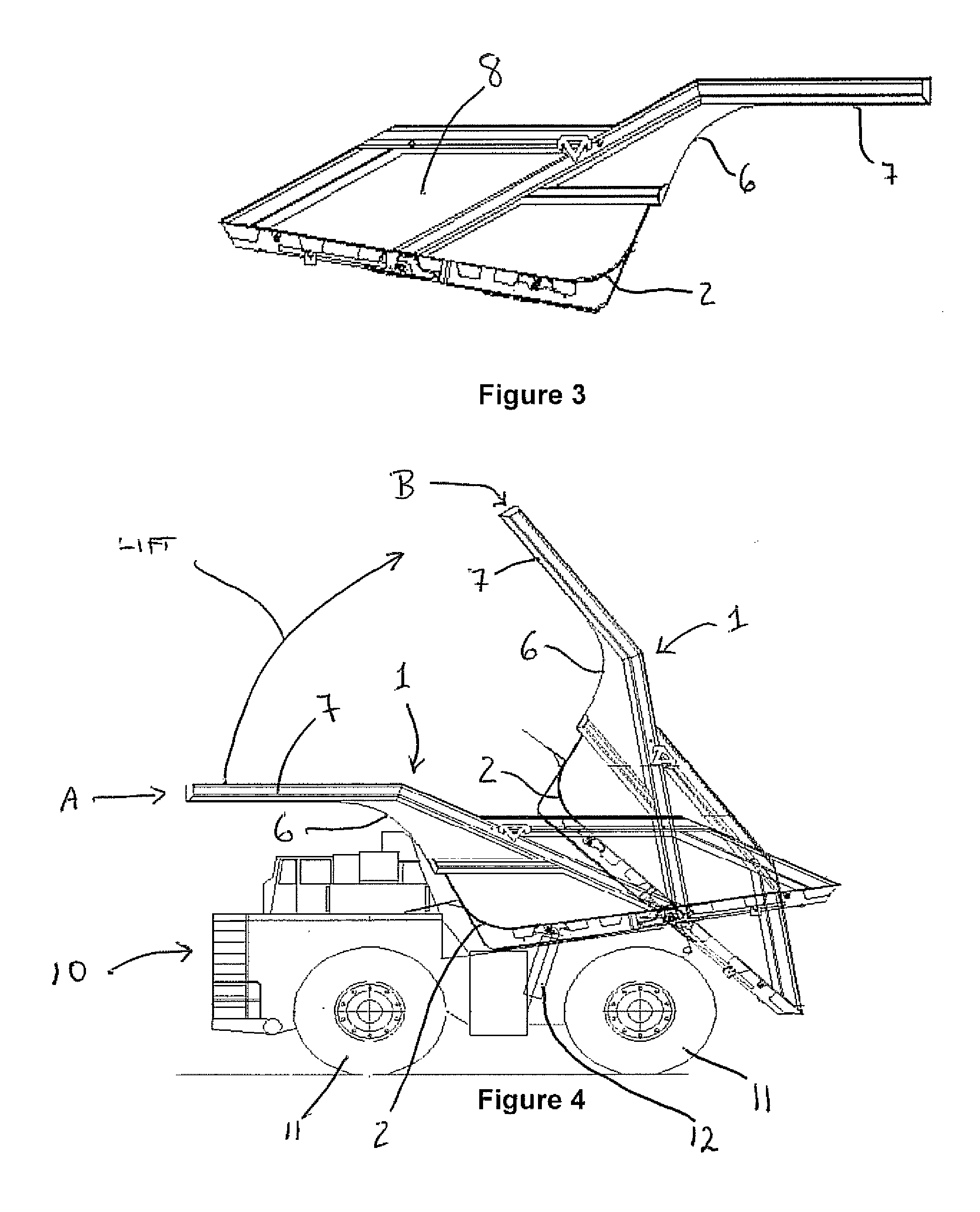 Hopper for transportation of mineral or aggregates