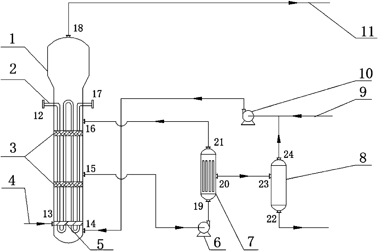 Acetylene hydrogenation slurry bed reaction as well as catalyst separation device and method