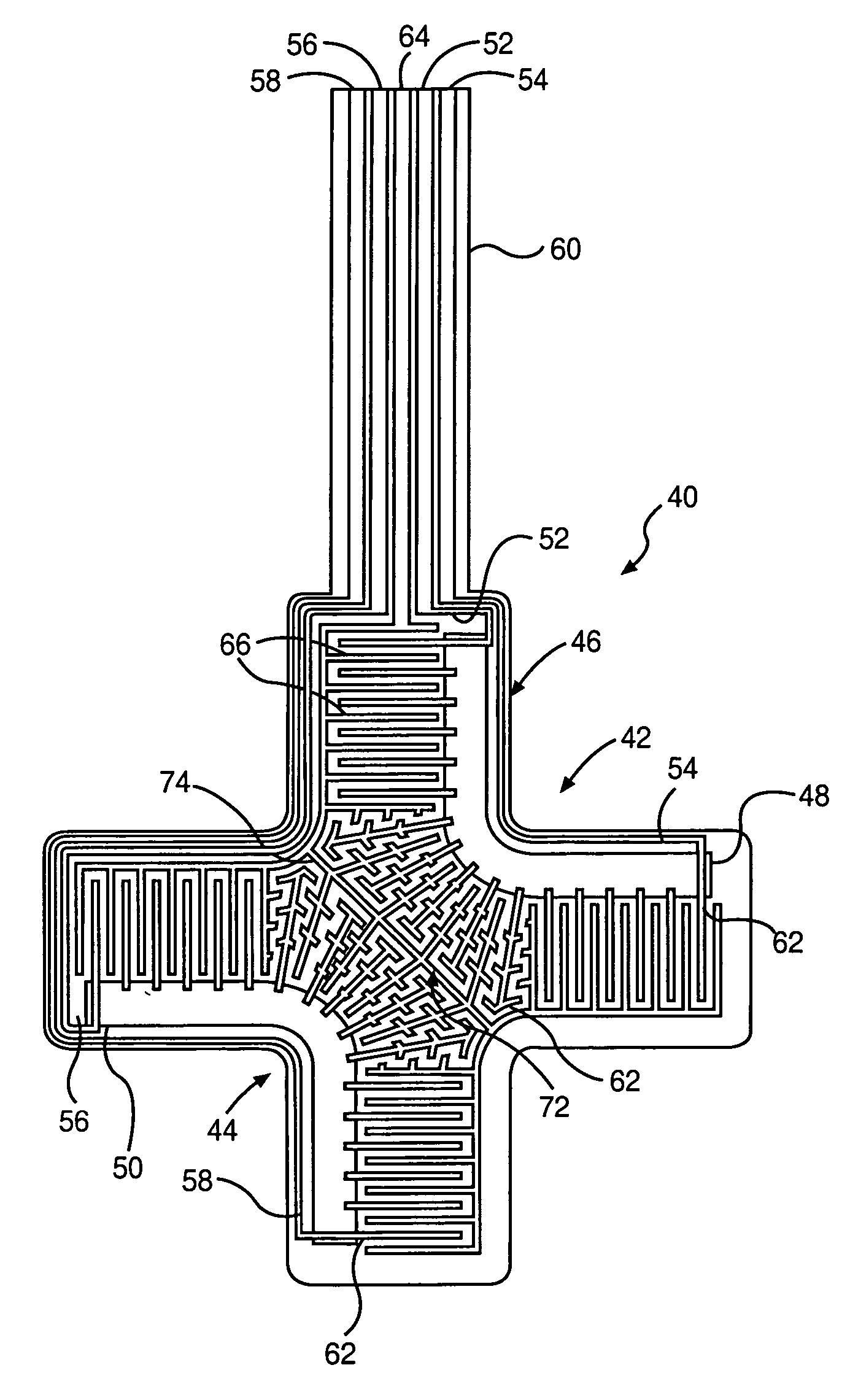 Touch input device having interleaved scroll sensors