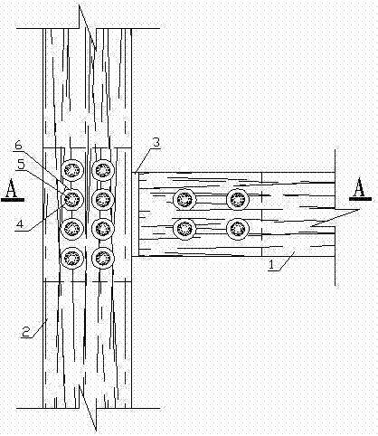 Bolted steel filling plate-sleeve connection node for beam-post wood structure