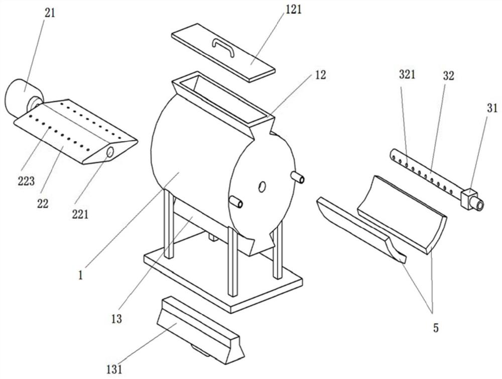 Bamboo charcoal raw material pre-drying device