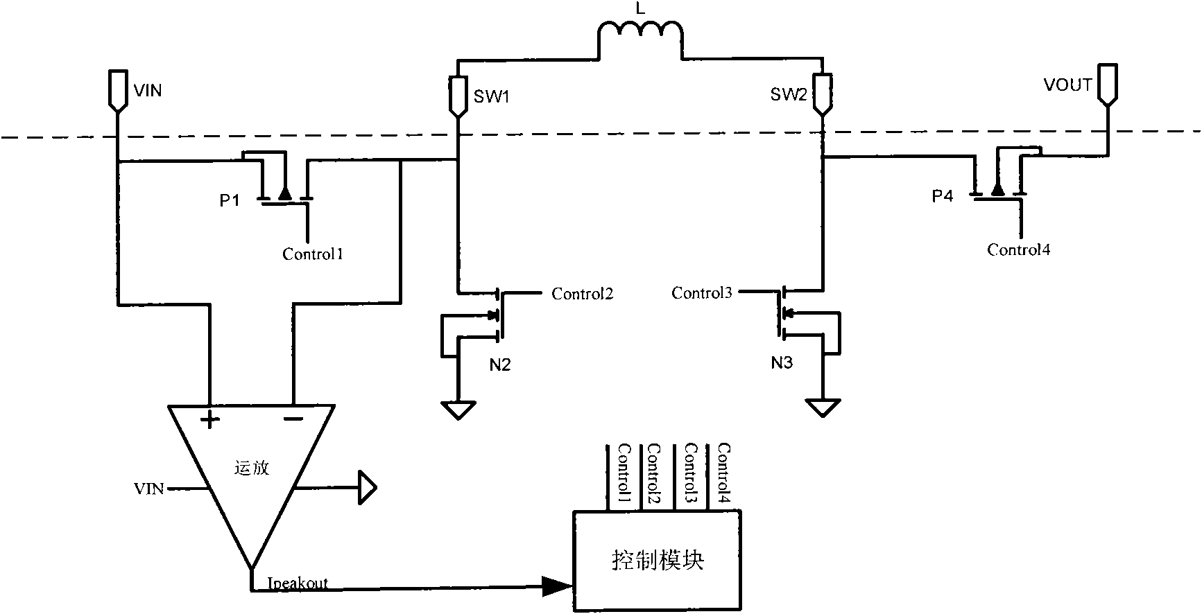 Circuit and method for detecting inductance peak current of DC-DC (direct current-direct current) converter