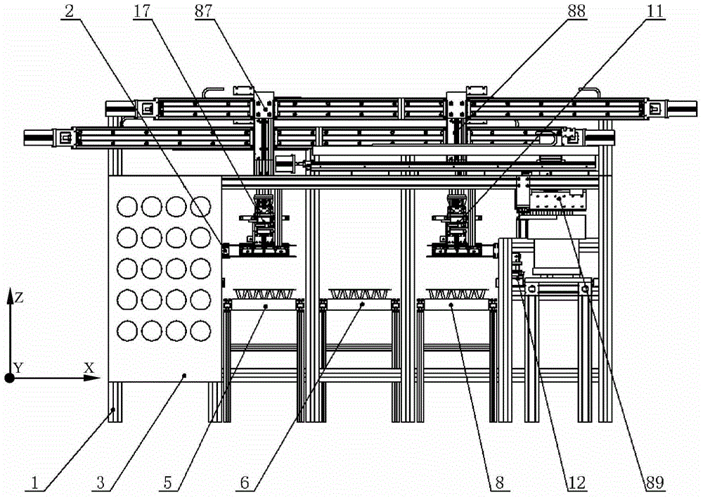 Automatic whole-row grafting device for grafted seedlings