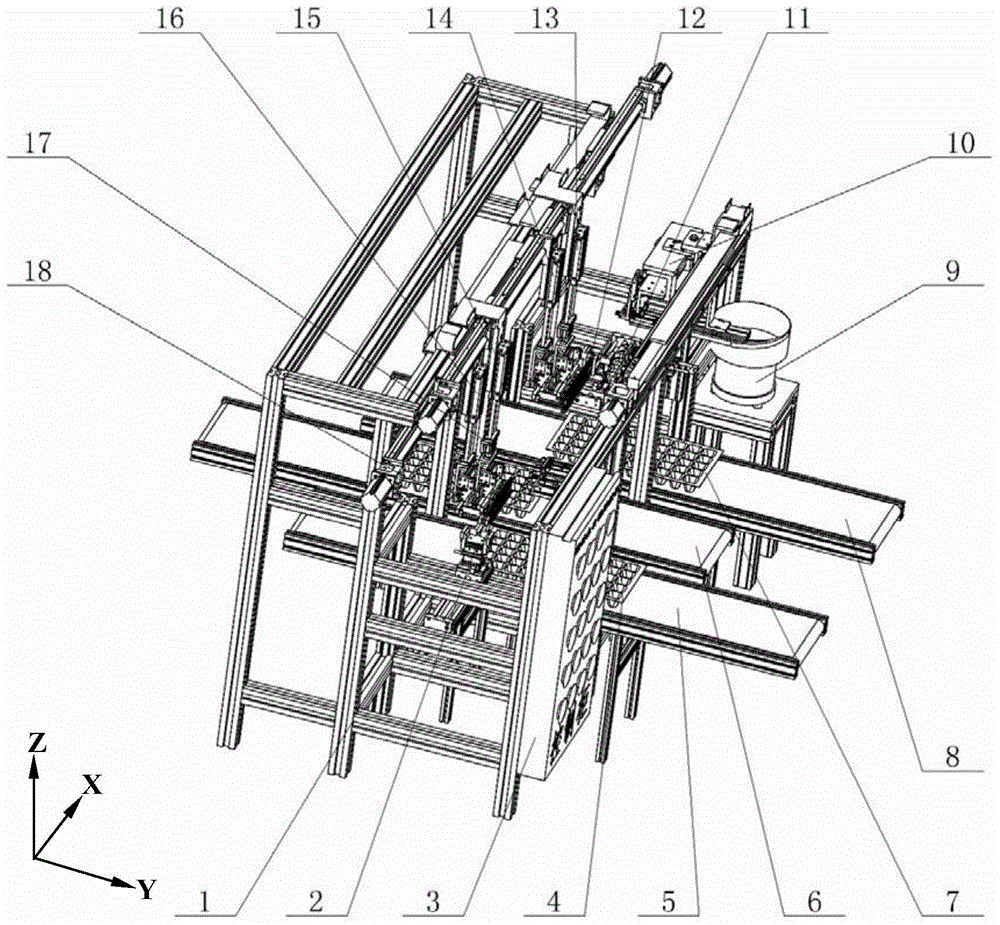 Automatic whole-row grafting device for grafted seedlings