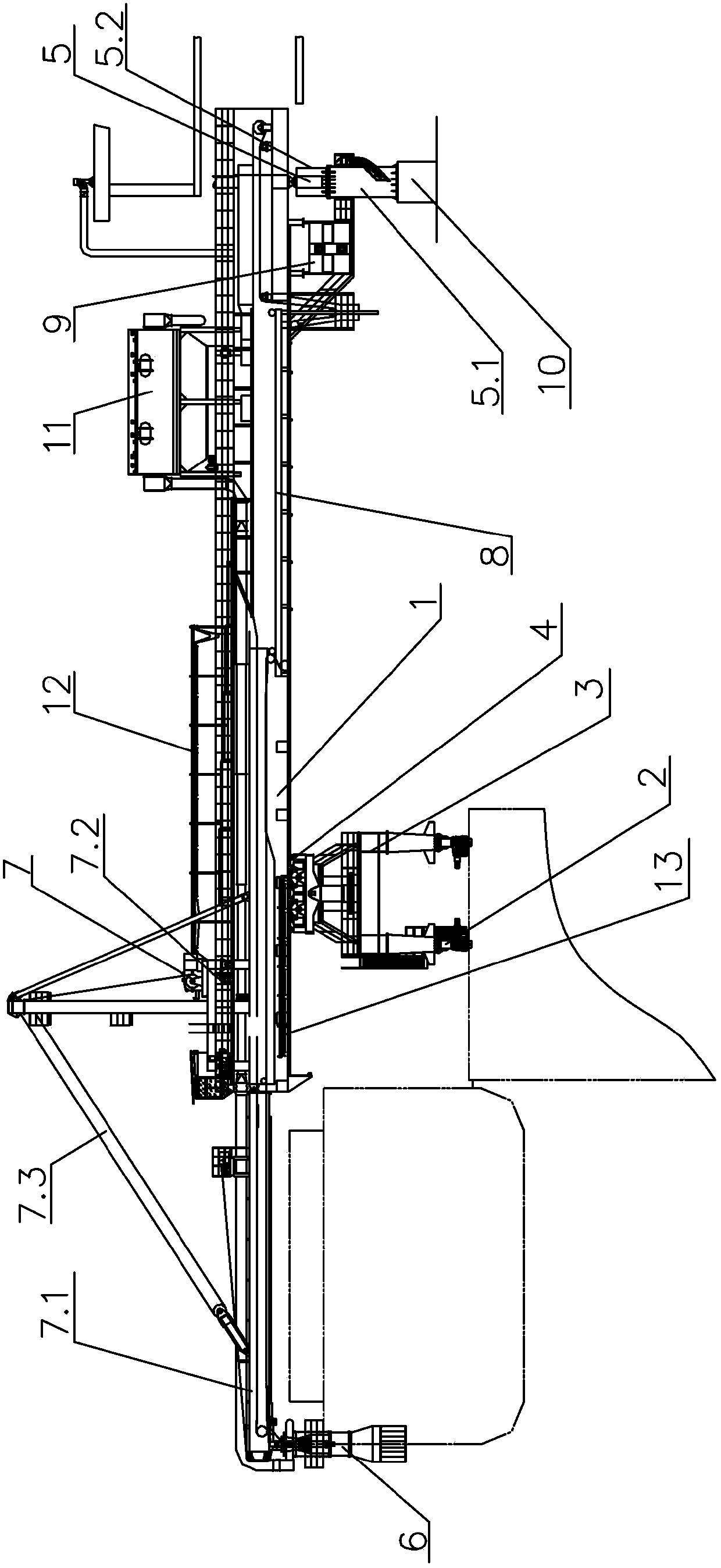 Environment-friendly linear forward swing type bulk cement ship loader